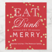 赤モダン紙吹雪タイポグラフィ ワインラベル (シングルラベル)