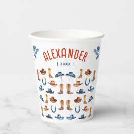 赤モダン素朴カウボーイウェスタンテキサス州水彩色 紙コップ