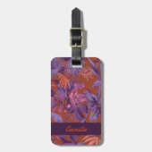 赤モダン紫トロピカルリーフカスタムラゲッジタグ ラゲッジタグ (正面縦)