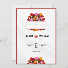 赤モダン結婚式招待状 招待状