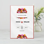 赤モダン結婚式招待状 招待状 (スタンド正面)