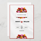 赤モダン結婚式招待状 招待状 (正面/裏面)