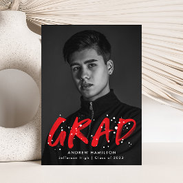 赤モダン絵を描（ばちゃばちゃ）跳ねる写真卒業 案内状