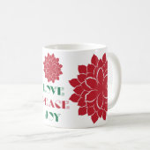 赤モダン緑と白の愛、平和、喜び文字 コーヒーマグカップ (正面右)