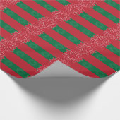 赤モダン緑と白ホリデーポインセチア ラッピングペーパー (角)