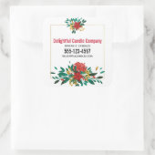 赤モダン緑と金ゴールドクリスマスフローラ事業 スクエアシール (バッグ)