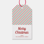 赤モダン緑のクリストライプのスマス ギフトタグ (正面)