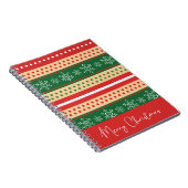 赤モダン緑のメリークリスマスの雪の結晶ドット ノートブック (右側)