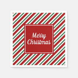 赤モダン緑のメリークリスマス スタンダードカクテルナプキン
