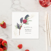 赤モダン緑の冬のフローラクリスチャン結婚ズ スタンダードカクテルナプキン (インサイチュ)