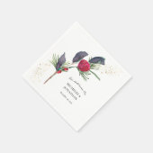 赤モダン緑の冬のフローラクリスチャン結婚ズ スタンダードカクテルナプキン (角)