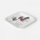 赤モダン緑の冬のフローラクリスチャン結婚ズ ペーパープレート (傾斜あり)