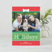 赤モダン緑の子犬テーマハッピーホリデイズ シーズンカード (スタンド正面)