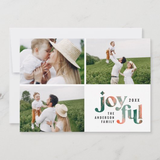 赤モダン緑の抽象芸術絵を描クリスマス シーズンカード (正面)