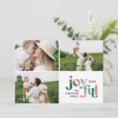 赤モダン緑の抽象芸術絵を描クリスマス シーズンカード (スタンド正面)