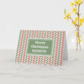 赤モダン緑の甥メリークリスマス カード (黄色い花)