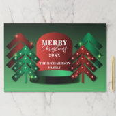 赤モダン緑クリスマスツリーズ紙ランチョンマット ペーパーパッド (インサイチュ)