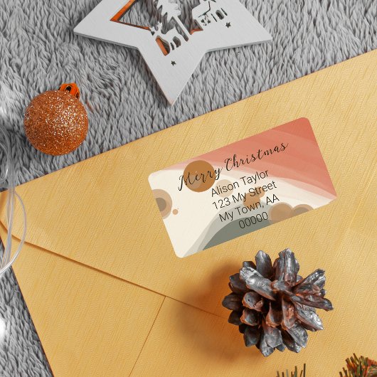 赤モダン緑クリスマス差出人住所 ラベル