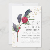 赤モダン緑グレー冬クリスチャン結婚ズ 招待状 (正面)