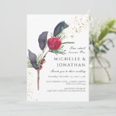 赤モダン緑グレー冬クリスチャン結婚ズ 招待状 (スタンド正面)