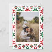 赤モダン緑フォークキルトフォトクリスマスカード シーズンカード (正面)