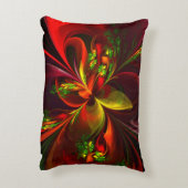 赤モダン緑フローラ抽象芸術アートパターン#05 アクセントクッション (裏面(縦))