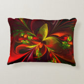 赤モダン緑フローラ抽象芸術アートパターン#05 アクセントクッション (裏面)