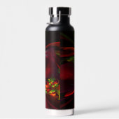 赤モダン緑フローラ抽象芸術アートパターン#05 ウォーターボトル (右面)