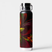 赤モダン緑フローラ抽象芸術アートパターン#05 ウォーターボトル (背面)