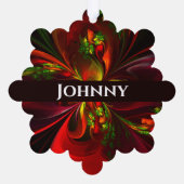 赤モダン緑フローラ抽象芸術アートパターン#05 オーナメントカード (裏面)