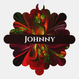 赤モダン緑フローラ抽象芸術アートパターン#05 オーナメントカード