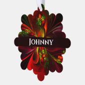 赤モダン緑フローラ抽象芸術アートパターン#05 オーナメントカード (左)