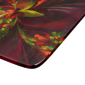 赤モダン緑フローラ抽象芸術アートパターン#05 カッティングボード (角)
