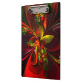 赤モダン緑フローラ抽象芸術アートパターン#05 クリップボード (左)