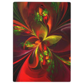 赤モダン緑フローラ抽象芸術アートパターン#05 クリップボード (裏面)