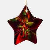 赤モダン緑フローラ抽象芸術アートパターン#05 セラミックオーナメント (右)