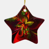 赤モダン緑フローラ抽象芸術アートパターン#05 セラミックオーナメント (裏面)