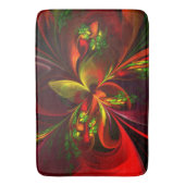 赤モダン緑フローラ抽象芸術アートパターン#05 バスマット (正面縦)