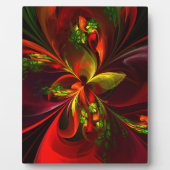 赤モダン緑フローラ抽象芸術アートパターン#05 フォトプラーク (正面)