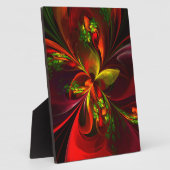 赤モダン緑フローラ抽象芸術アートパターン#05 フォトプラーク (側面)