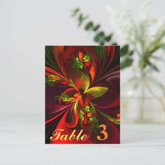 赤モダン緑フローラ抽象芸術アートパターン#05 ポストカード (スタンド正面)