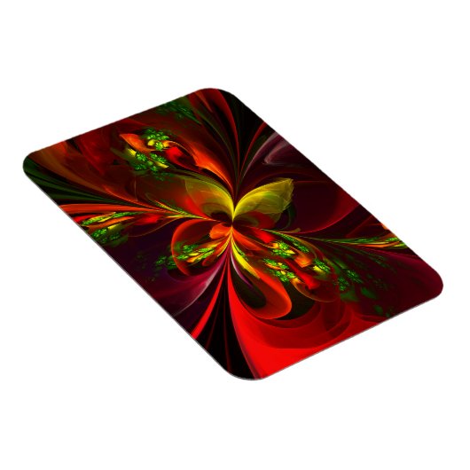 赤モダン緑フローラ抽象芸術アートパターン#05 マグネット (右側)