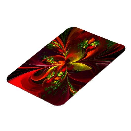 赤モダン緑フローラ抽象芸術アートパターン#05 マグネット (左側)