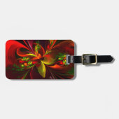 赤モダン緑フローラ抽象芸術アートパターン#05 ラゲッジタグ (正面横)