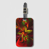赤モダン緑フローラ抽象芸術アートパターン#05 ラゲッジタグ (正面縦)
