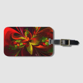 赤モダン緑フローラ抽象芸術アートパターン#05 ラゲッジタグ (正面横)