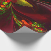 赤モダン緑フローラ抽象芸術アートパターン#05 ラッピングペーパー (角)