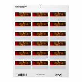 赤モダン緑フローラ抽象芸術アートパターン#05 ラベル (フルシート)