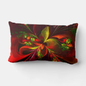 赤モダン緑フローラ抽象芸術アートパターン#05 ランバークッション (裏面)