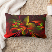 赤モダン緑フローラ抽象芸術アートパターン#05 ランバークッション (ブランケット)